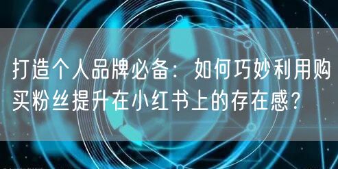 打造个人品牌必备：如何巧妙利用购买粉丝提升在小红书上的存在感？