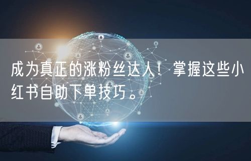 成为真正的涨粉丝达人！掌握这些小红书自助下单技巧。