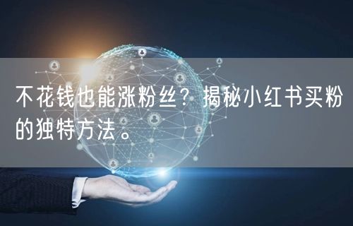 不花钱也能涨粉丝？揭秘小红书买粉的独特方法。