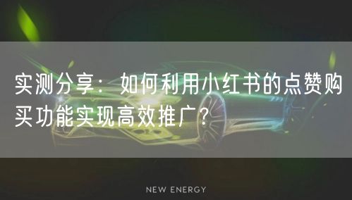 实测分享：如何利用小红书的点赞购买功能实现高效推广？