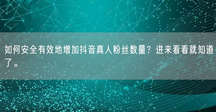 如何安全有效地增加抖音真人粉丝数量？进来看看就知道了。