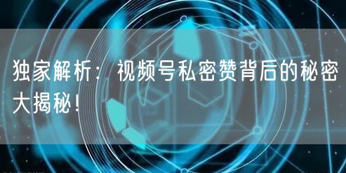 独家解析:视频号私密赞背后的秘密大揭秘!