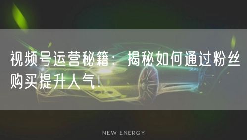 视频号运营秘籍：揭秘如何通过粉丝购买提升人气！