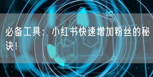 必备工具：小红书快速增加粉丝的秘诀！