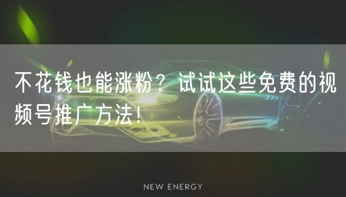 不花钱也能涨粉？试试这些免费的视频号推广方法！