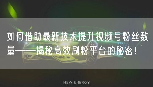 如何借助最新技术提升视频号粉丝数量——揭秘高效刷粉平台的秘密！