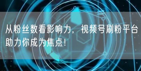 从粉丝数看影响力，视频号刷粉平台助力你成为焦点！