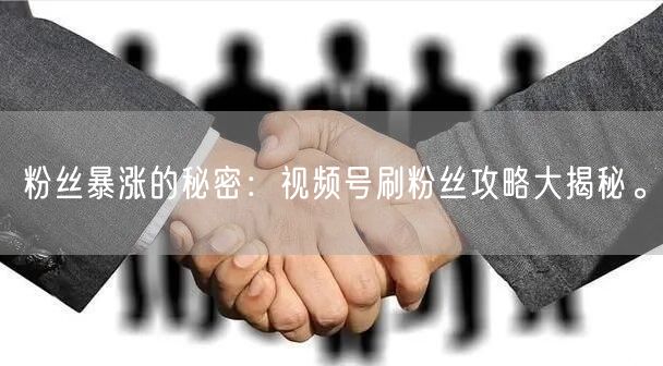 粉丝暴涨的秘密：视频号刷粉丝攻略大揭秘。