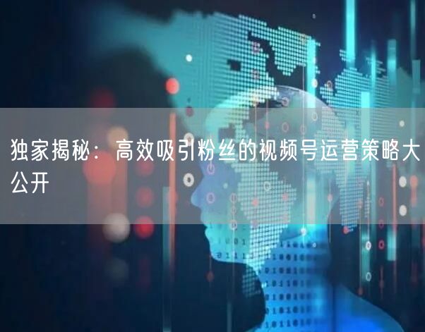 独家揭秘：高效吸引粉丝的视频号运营策略大公开