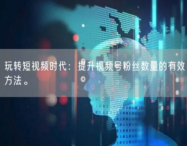 玩转短视频时代：提升视频号粉丝数量的有效方法。