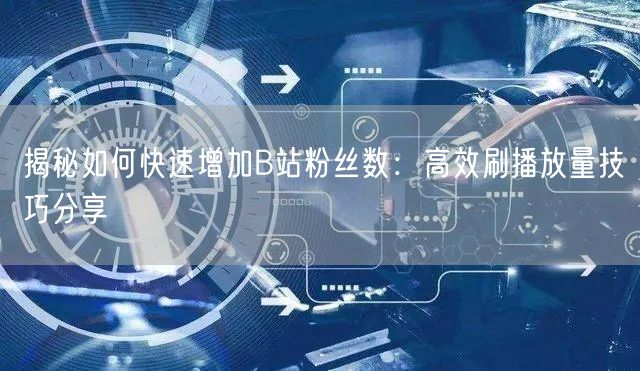 揭秘如何快速增加B站粉丝数：高效刷播放量技巧分享