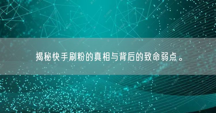 揭秘快手刷粉的真相与背后的致命弱点。