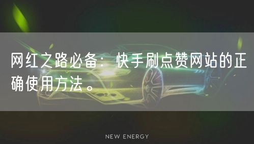 网红之路必备：快手刷点赞网站的正确使用方法。