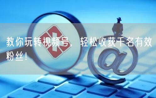 教你玩转视频号，轻松收获千名有效粉丝！