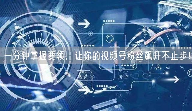 一分钟掌握要领，让你的视频号粉丝飙升不止步！