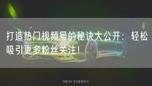 打造热门视频号的秘诀大公开：轻松吸引更多粉丝关注！