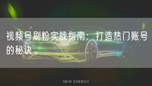 视频号刷粉实战指南：打造热门账号的秘诀。