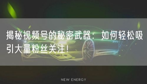揭秘视频号的秘密武器：如何轻松吸引大量粉丝关注！