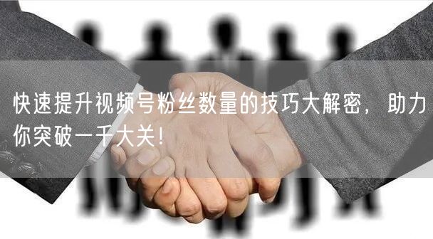 快速提升视频号粉丝数量的技巧大解密，助力你突破一千大关！