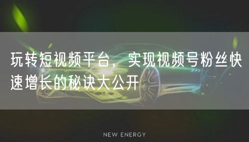 玩转短视频平台，实现视频号粉丝快速增长的秘诀大公开