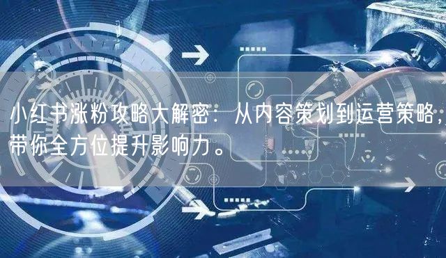 小红书涨粉攻略大解密：从内容策划到运营策略，带你全方位提升影响力。