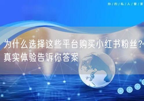 为什么选择这些平台购买小红书粉丝？真实体验告诉你答案