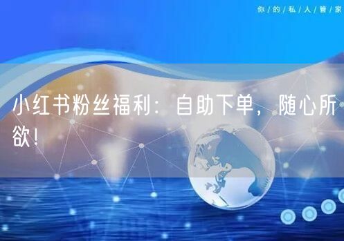 小红书粉丝福利：自助下单，随心所欲！