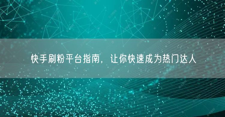 快手刷粉平台指南，让你快速成为热门达人