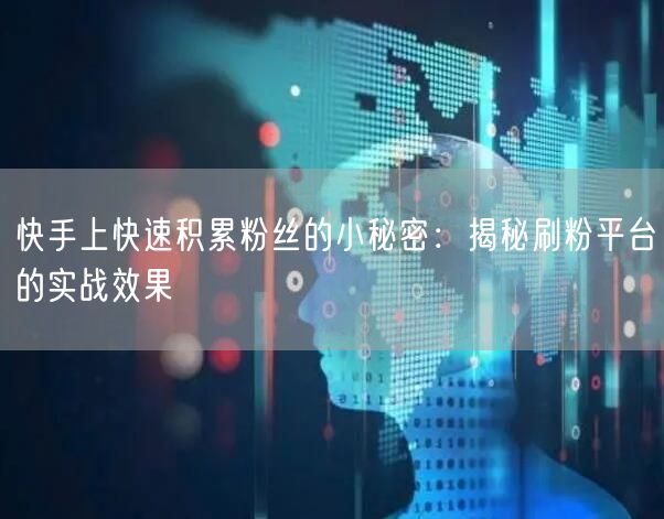 快手上快速积累粉丝的小秘密：揭秘刷粉平台的实战效果