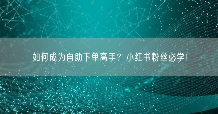 如何成为自助下单高手？小红书粉丝必学！