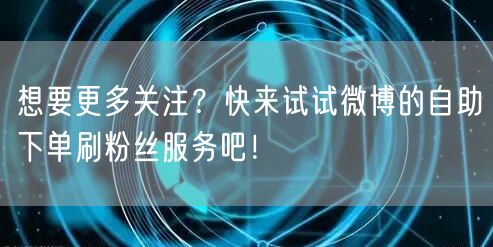 想要更多关注？快来试试微博的自助下单刷粉丝服务吧！