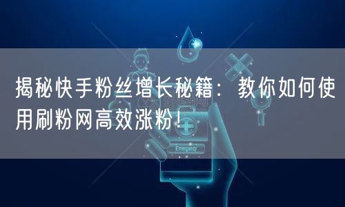 揭秘快手粉丝增长秘籍：教你如何使用刷粉网高效涨粉！
