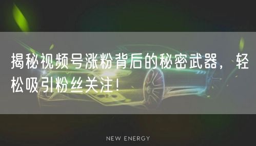 揭秘视频号涨粉背后的秘密武器，轻松吸引粉丝关注！