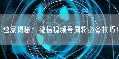 独家揭秘：微信视频号刷粉必备技巧！