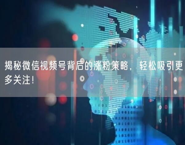 揭秘微信视频号背后的涨粉策略，轻松吸引更多关注！
