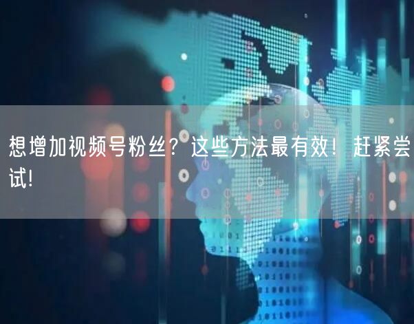 想增加视频号粉丝？这些方法最有效！赶紧尝试!