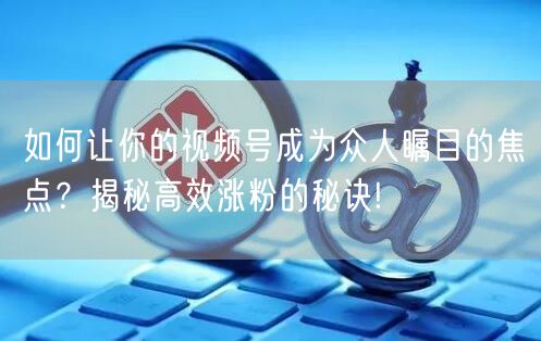 如何让你的视频号成为众人瞩目的焦点？揭秘高效涨粉的秘诀!