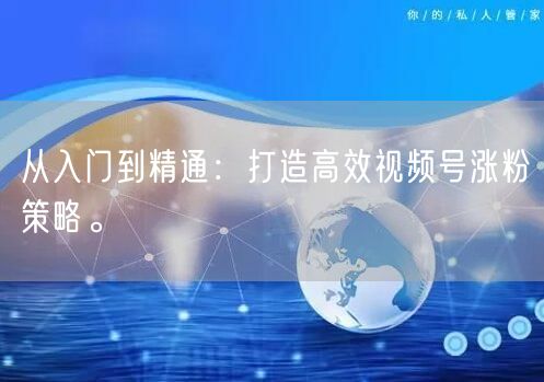 从入门到精通：打造高效视频号涨粉策略。