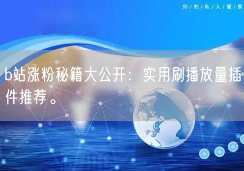b站涨粉秘籍大公开：实用刷播放量插件推荐。