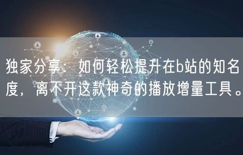 独家分享：如何轻松提升在b站的知名度，离不开这款神奇的播放增量工具。