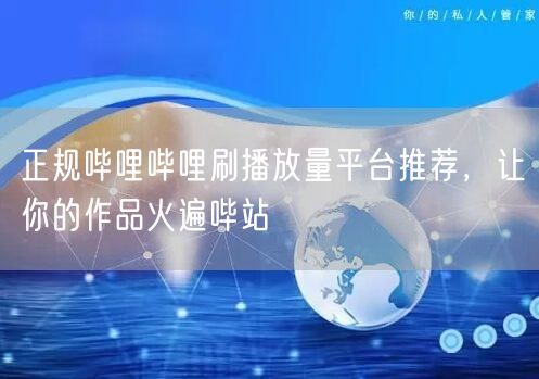 正规哔哩哔哩刷播放量平台推荐，让你的作品火遍哔站