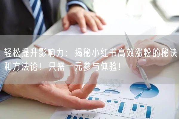轻松提升影响力：揭秘小红书高效涨粉的秘诀和方法论！只需一元参与体验！