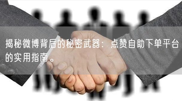 揭秘微博背后的秘密武器：点赞自助下单平台的实用指南。