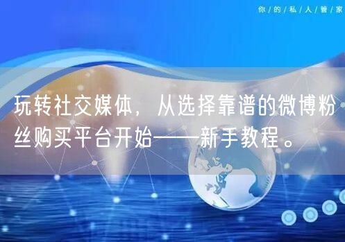 玩转社交媒体，从选择靠谱的微博粉丝购买平台开始——新手教程。