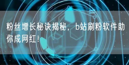 粉丝增长秘诀揭秘，b站刷粉软件助你成网红！