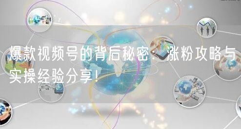 爆款视频号的背后秘密：涨粉攻略与实操经验分享！