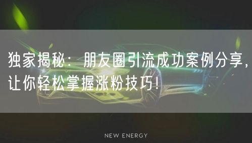 独家揭秘：朋友圈引流成功案例分享，让你轻松掌握涨粉技巧！