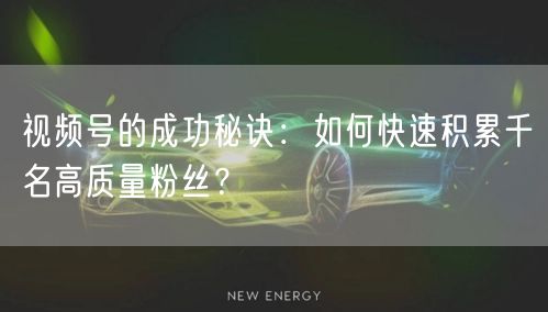 视频号的成功秘诀：如何快速积累千名高质量粉丝？