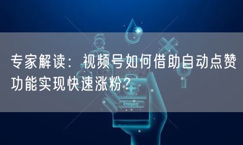 专家解读：视频号如何借助自动点赞功能实现快速涨粉？