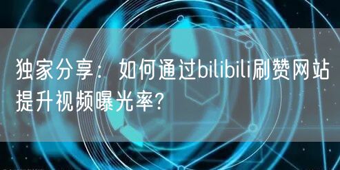 独家分享：如何通过bilibili刷赞网站提升视频曝光率?